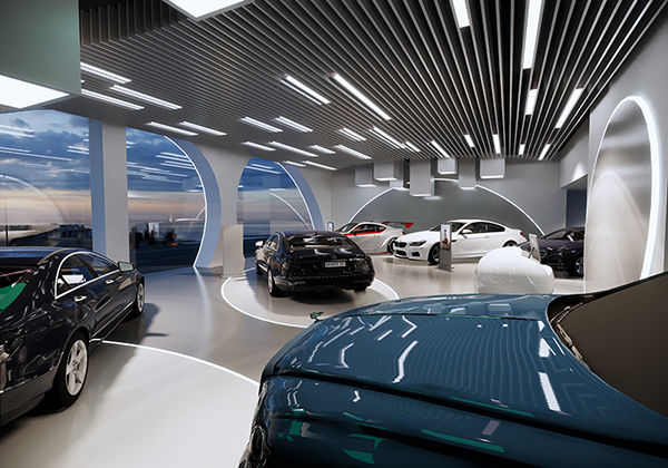 成都雙流二手車交易市場(chǎng)展廳裝修效果圖